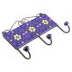 Navy Blue And Tiny Flower Ceramic Tiles Hooks